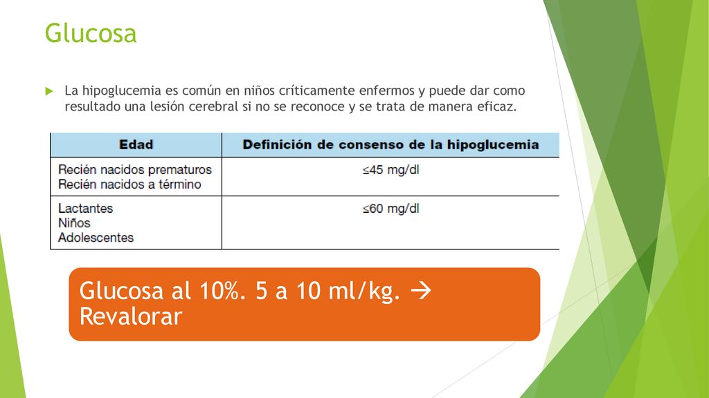 Glucosa Glucosa al 10%. 5 a 10 ml/kg.  Revalorar
