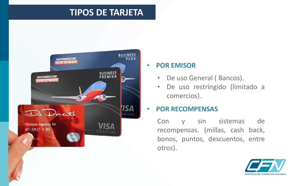 TIPOS DE TARJETA POR EMISOR De uso General ( Bancos).