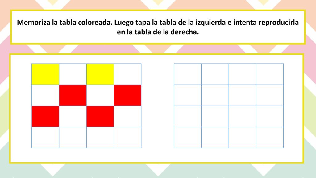 Memoriza la tabla coloreada