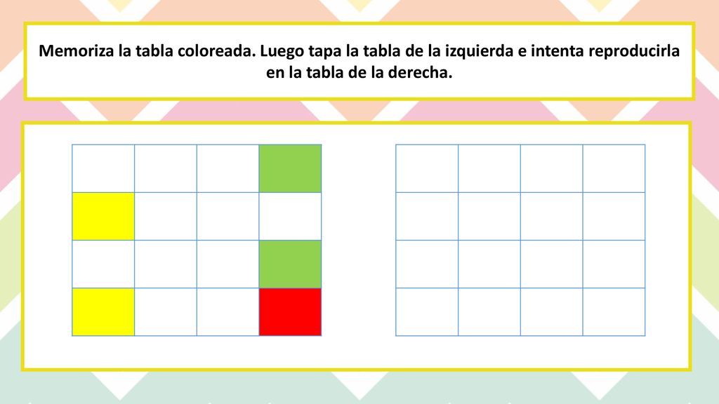 Memoriza la tabla coloreada