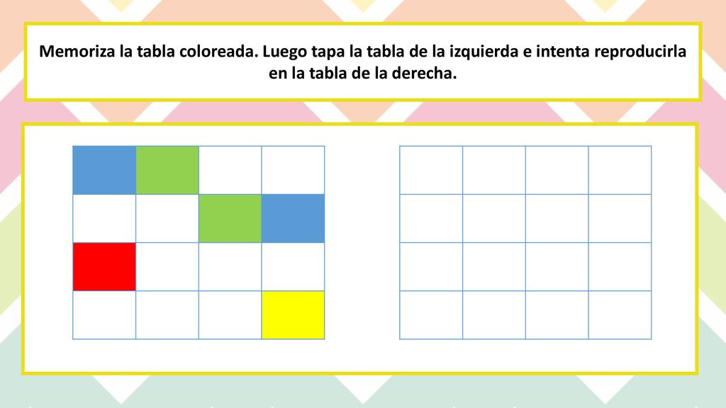Memoriza la tabla coloreada