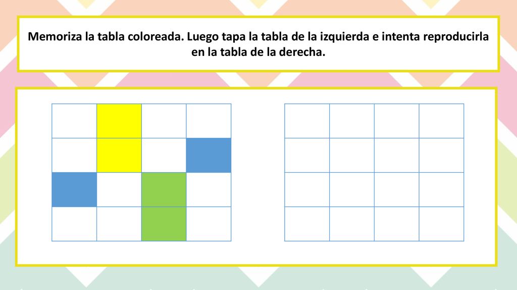 Memoriza la tabla coloreada