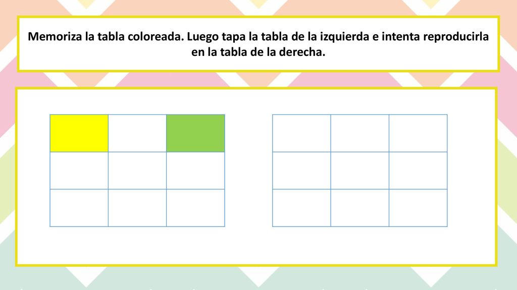 Memoriza la tabla coloreada