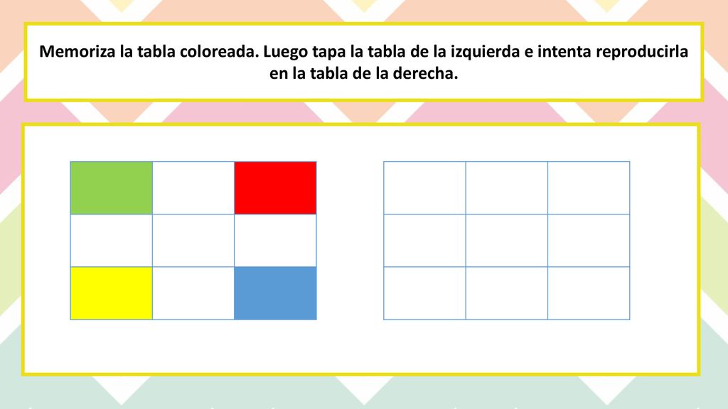 Memoriza la tabla coloreada