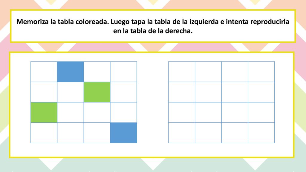 Memoriza la tabla coloreada