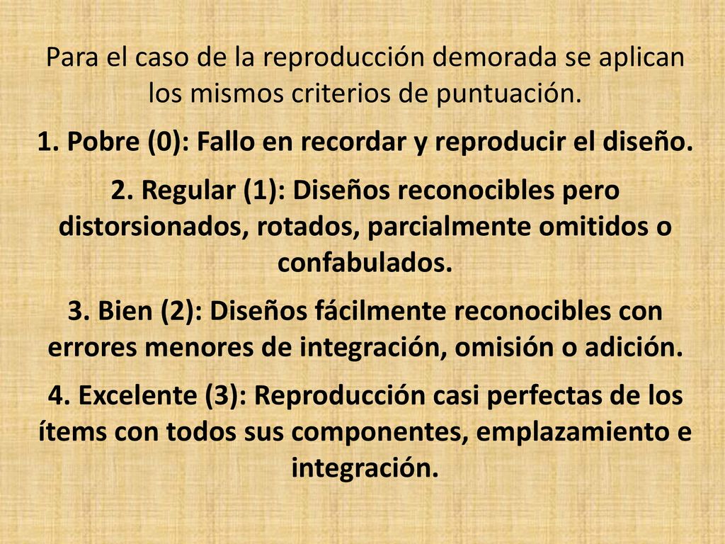1. Pobre (0): Fallo en recordar y reproducir el diseño.
