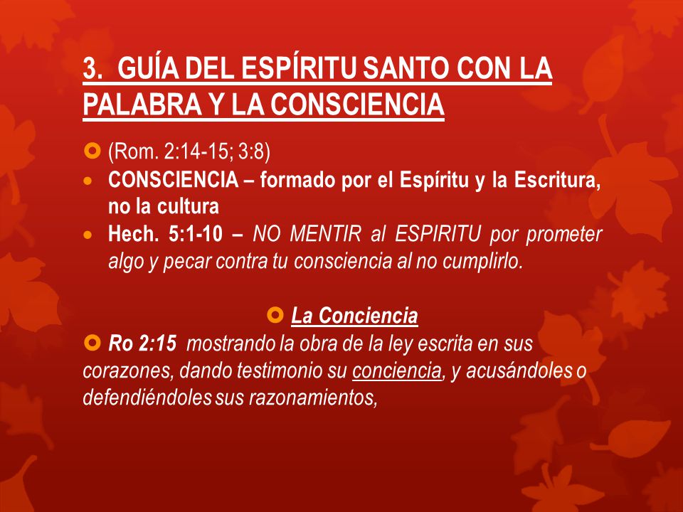 3. GUÍA DEL ESPÍRITU SANTO CON LA PALABRA Y LA CONSCIENCIA