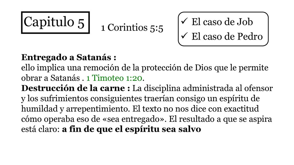 Capitulo 5 El caso de Job 1 Corintios 5:5 El caso de Pedro