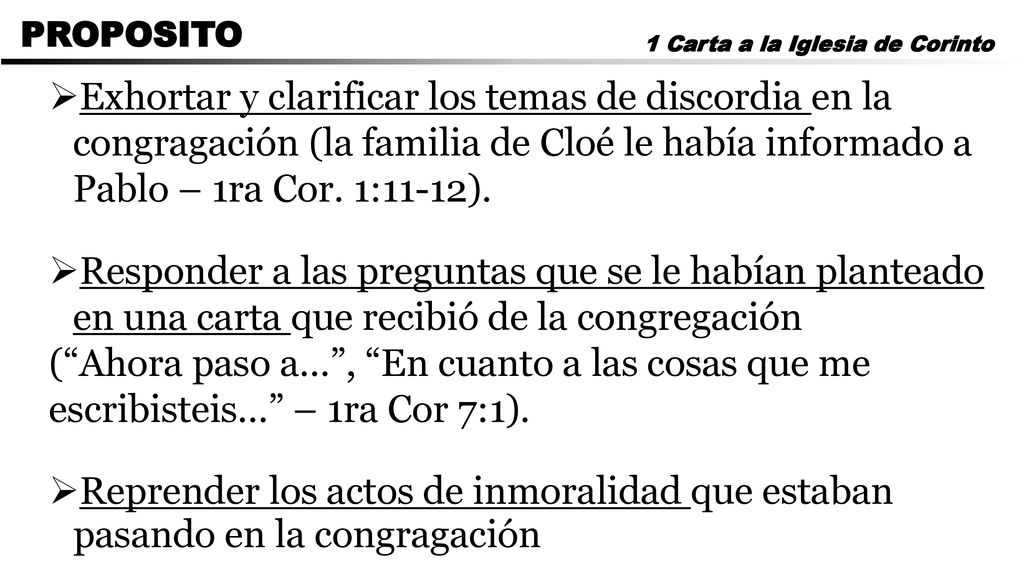 1 Carta a la Iglesia de Corinto