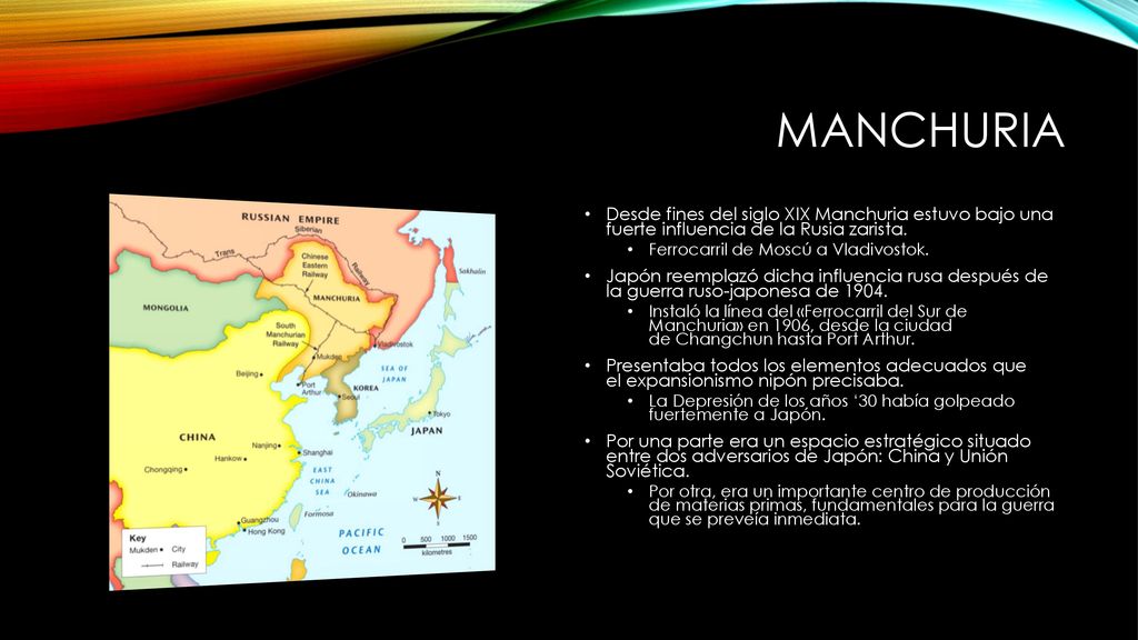 MANCHURIA Desde fines del siglo XIX Manchuria estuvo bajo una fuerte influencia de la Rusia zarista.