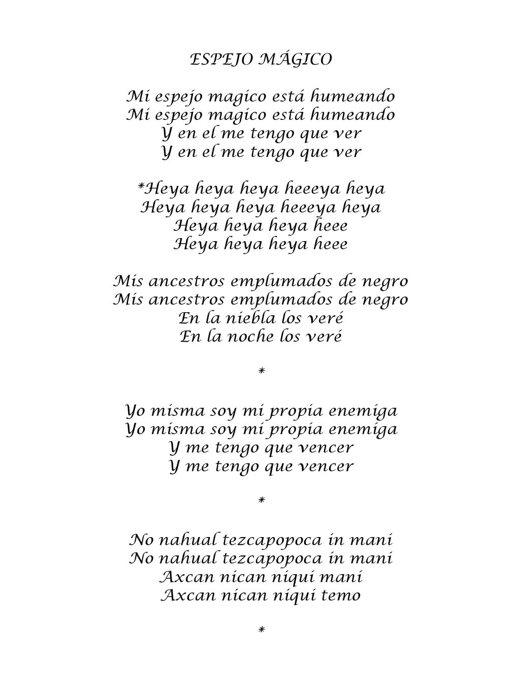Mi espejo magico está humeando Y en el me tengo que ver