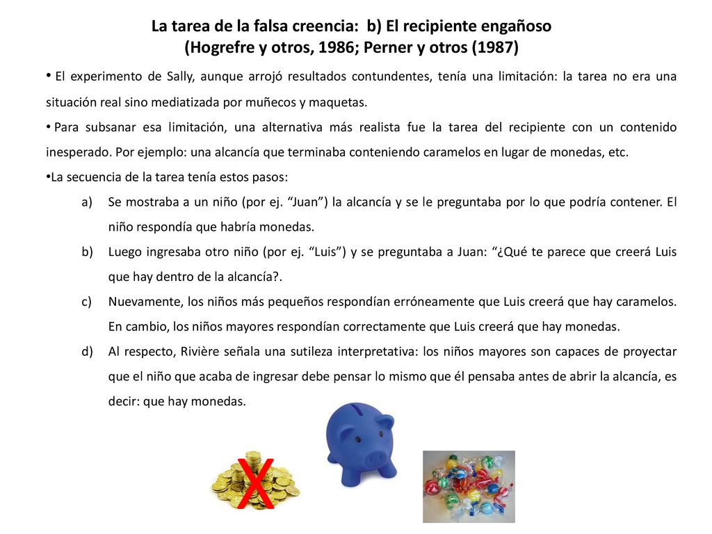 X La tarea de la falsa creencia: b) El recipiente engañoso
