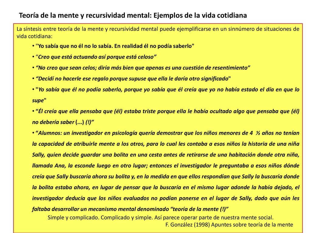 Teoría de la mente y recursividad mental: Ejemplos de la vida cotidiana