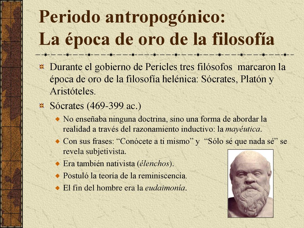 Periodo antropogónico: La época de oro de la filosofía