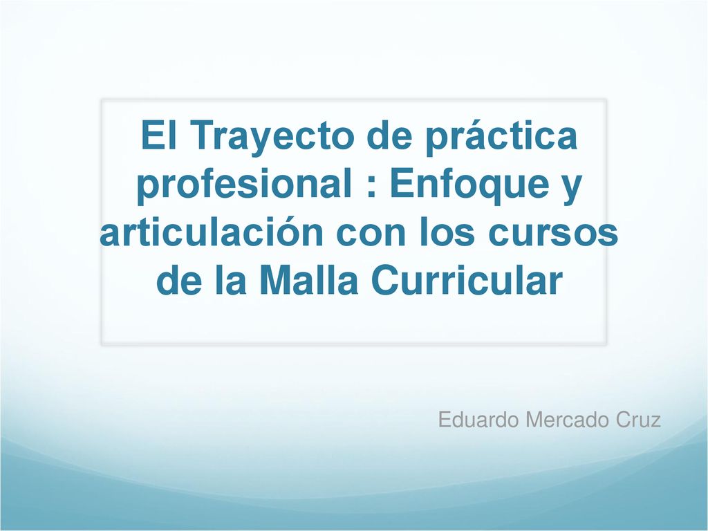 El Trayecto de práctica profesional : Enfoque y articulación con los cursos de la Malla Curricular