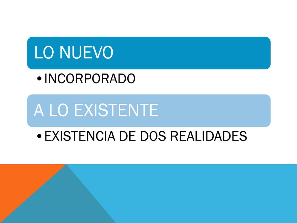 LO NUEVO INCORPORADO A LO EXISTENTE EXISTENCIA DE DOS REALIDADES