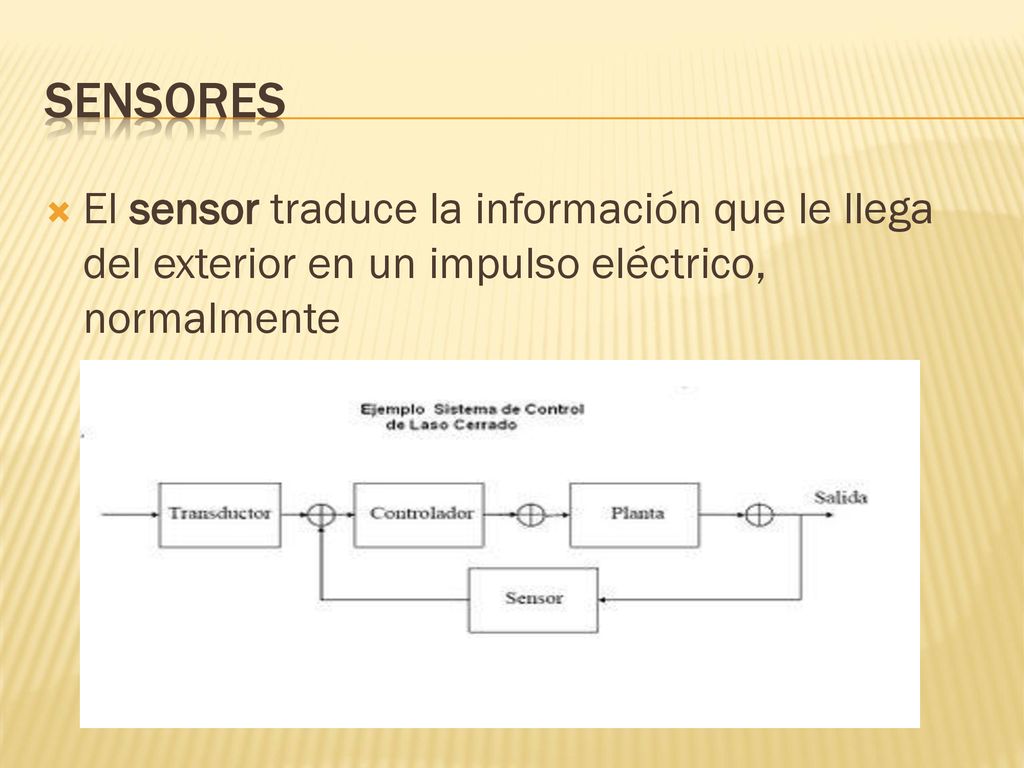 SENSORES El sensor traduce la información que le llega del exterior en un impulso eléctrico, normalmente.