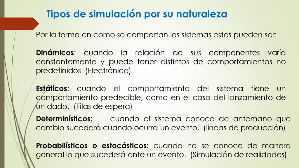 Tipos de simulación por su naturaleza