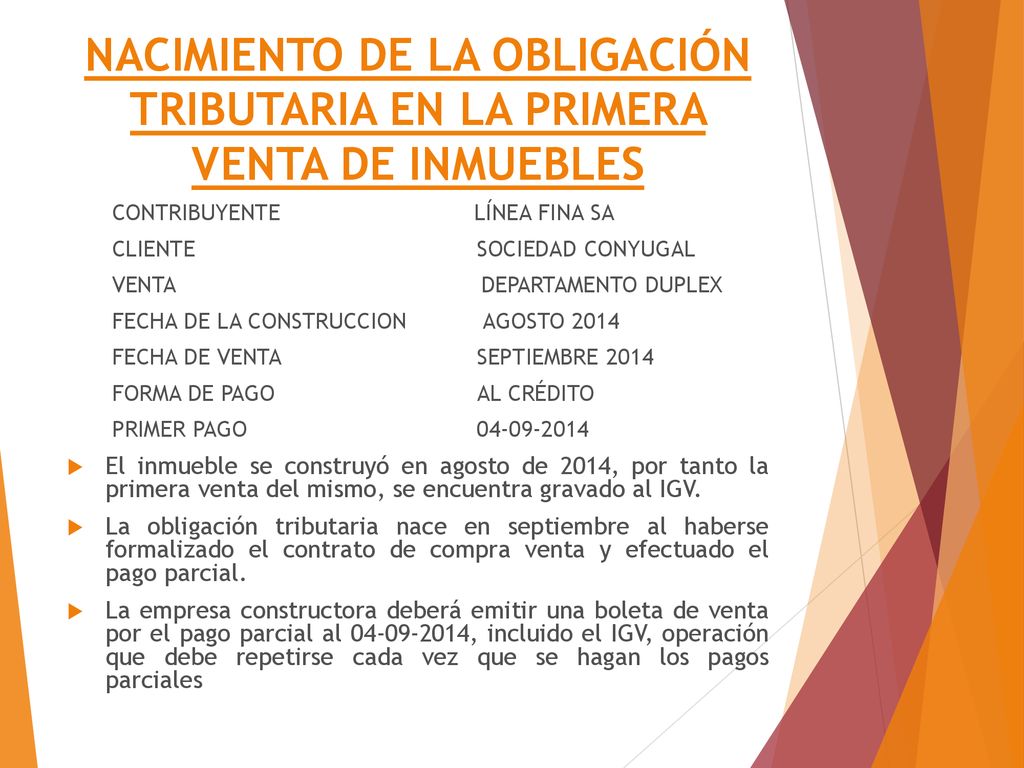 NACIMIENTO DE LA OBLIGACIÓN TRIBUTARIA EN LA PRIMERA VENTA DE INMUEBLES