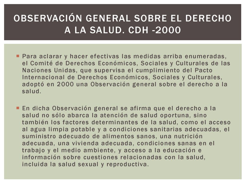 Observación general sobre el derecho a la salud. CDH -2000