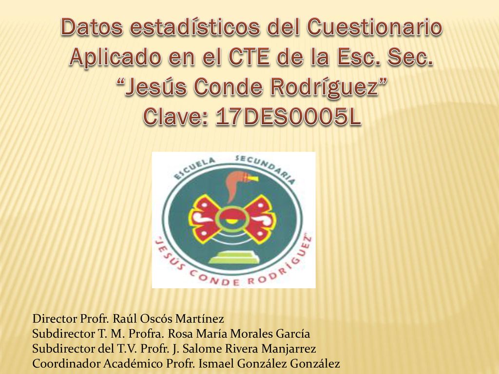 Datos estadísticos del Cuestionario Aplicado en el CTE de la Esc. Sec.