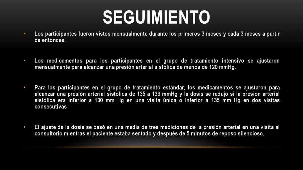 seguimiento Los participantes fueron vistos mensualmente durante los primeros 3 meses y cada 3 meses a partir de entonces.