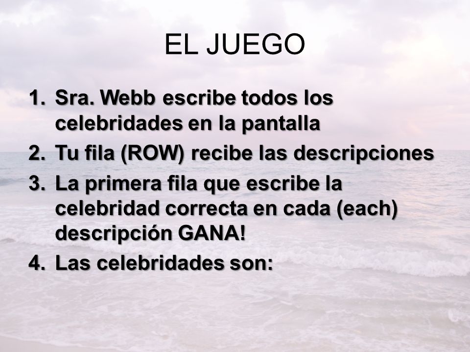 EL JUEGO Sra. Webb escribe todos los celebridades en la pantalla