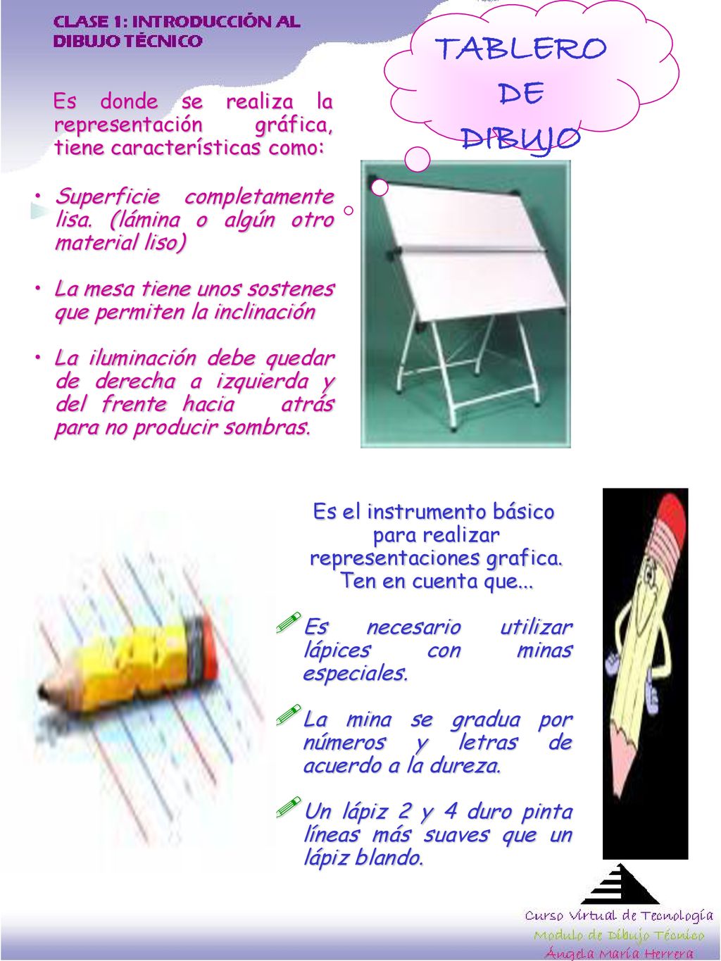 TABLERO DE DIBUJO Es donde se realiza la representación gráfica, tiene características como: