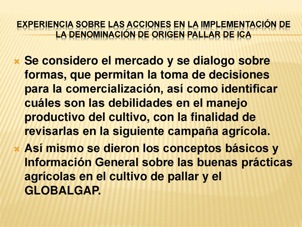 Experiencia sobre las acciones en la Implementación de la Denominación de Origen Pallar de Ica