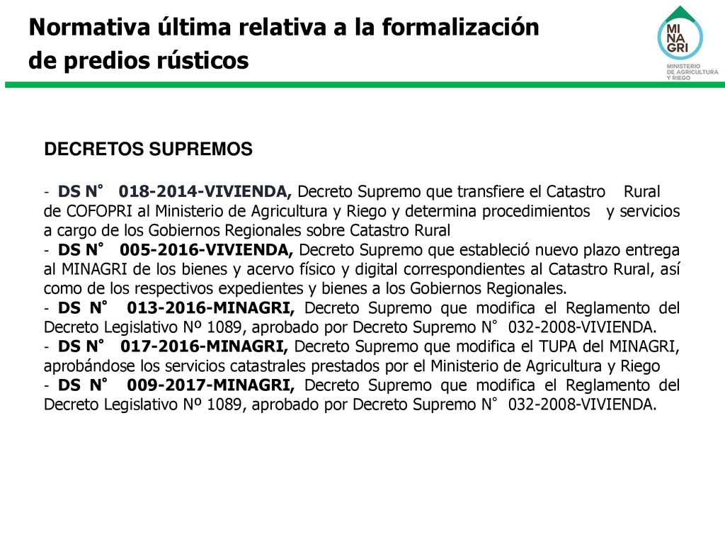Normativa última relativa a la formalización de predios rústicos