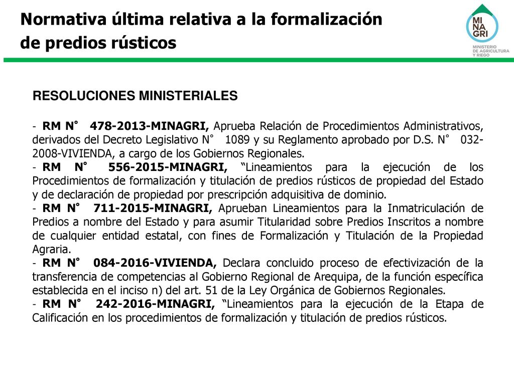 Normativa última relativa a la formalización de predios rústicos