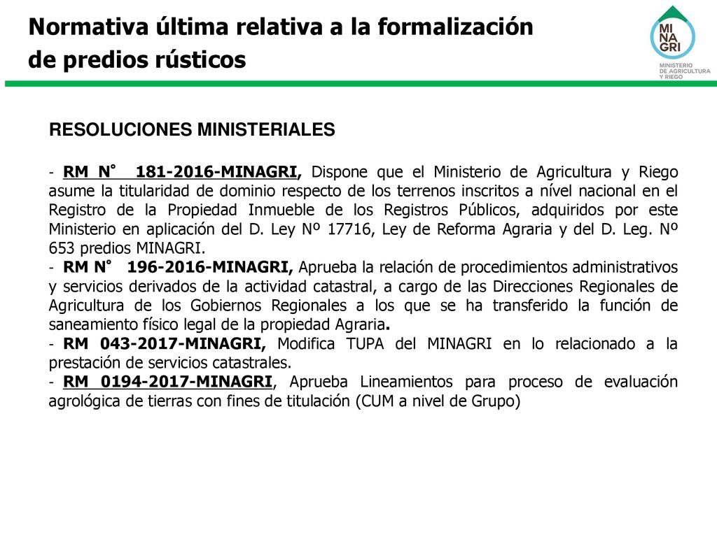 Normativa última relativa a la formalización de predios rústicos