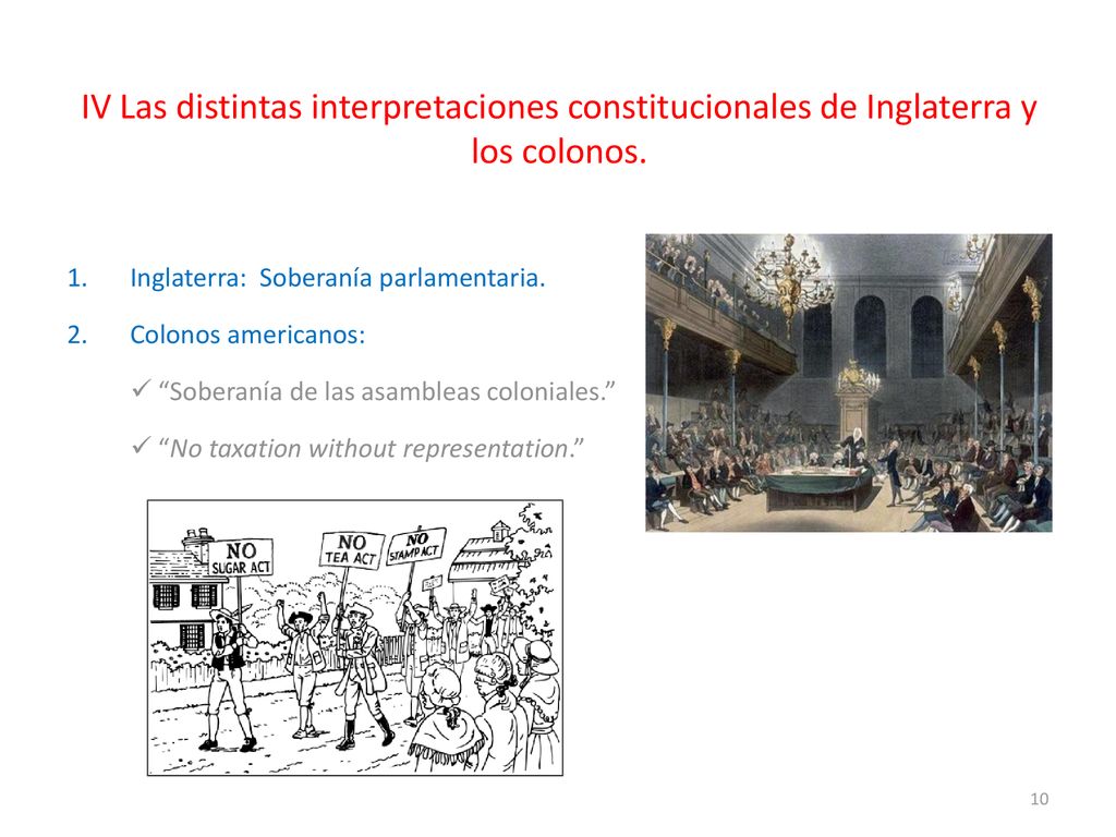 IV Las distintas interpretaciones constitucionales de Inglaterra y los colonos.