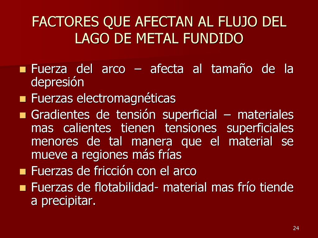 FACTORES QUE AFECTAN AL FLUJO DEL LAGO DE METAL FUNDIDO