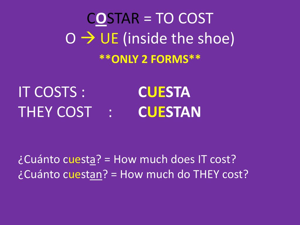 COSTAR = TO COST O  UE (inside the shoe)