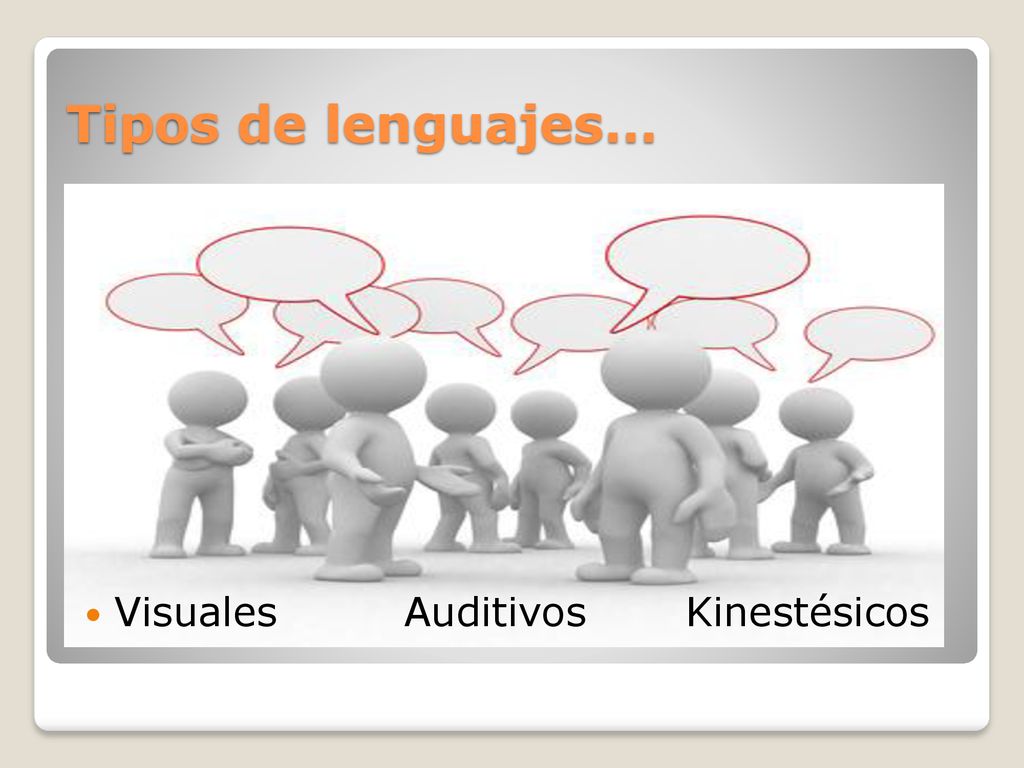 Tipos de lenguajes… Visuales Auditivos Kinestésicos