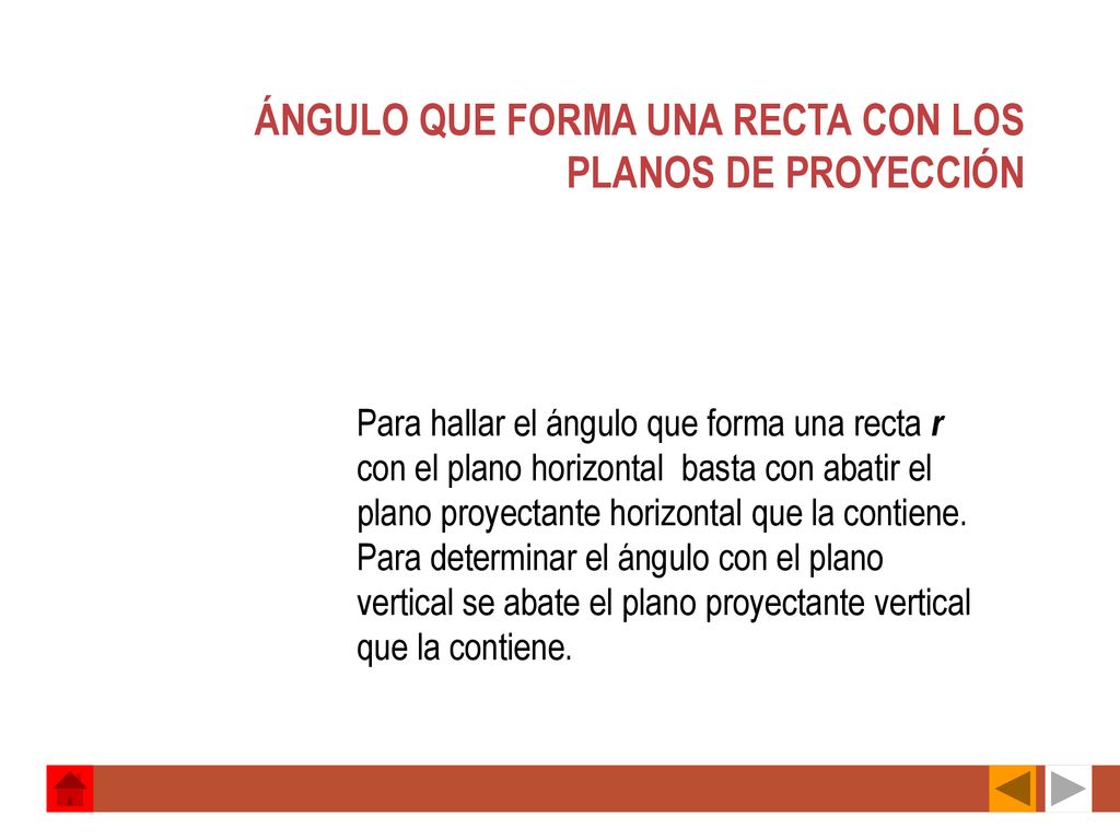 ÁNGULO QUE FORMA UNA RECTA CON LOS PLANOS DE PROYECCIÓN