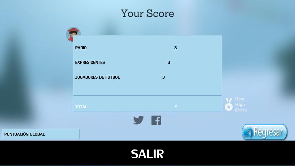 SALIR FÍN Página RADIO 3 EXPRESIDENTES 3 JUGADORES DE FUTBOL 3 TOTAL 9