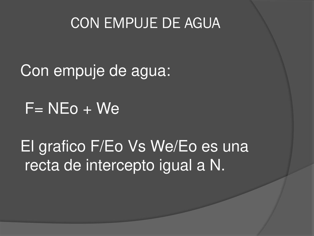 CON EMPUJE DE AGUA Con empuje de agua: F= NEo + We.