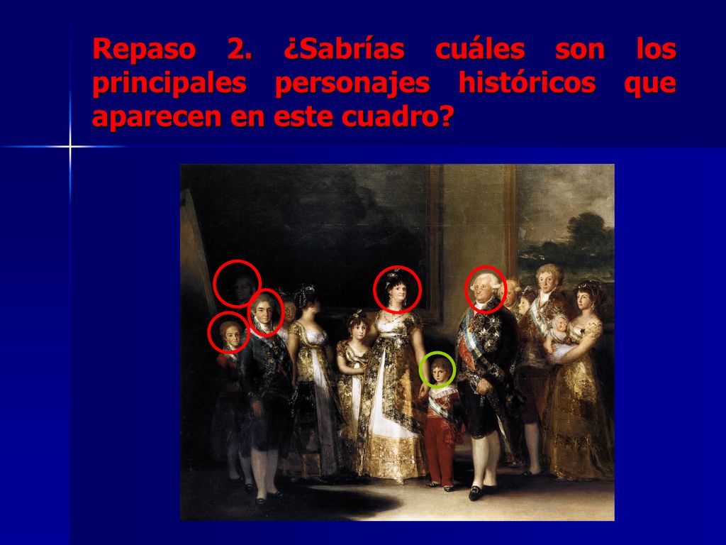Repaso 2. ¿Sabrías cuáles son los principales personajes históricos que aparecen en este cuadro