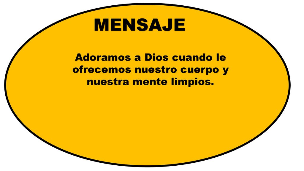 MENSAJE Adoramos a Dios cuando le ofrecemos nuestro cuerpo y nuestra mente limpios.