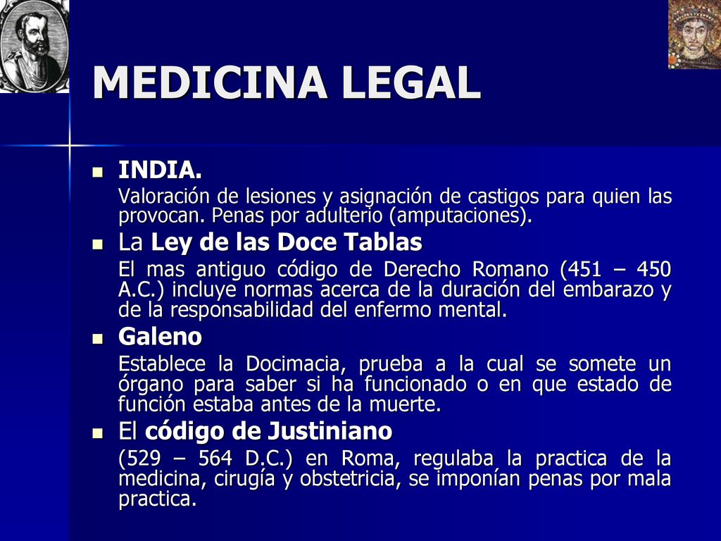 MEDICINA LEGAL INDIA. La Ley de las Doce Tablas Galeno
