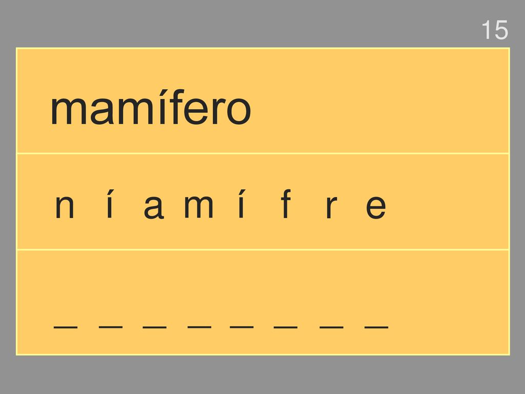15 mamífero n í a m í f r e _ _ _ _ _ _ _ _