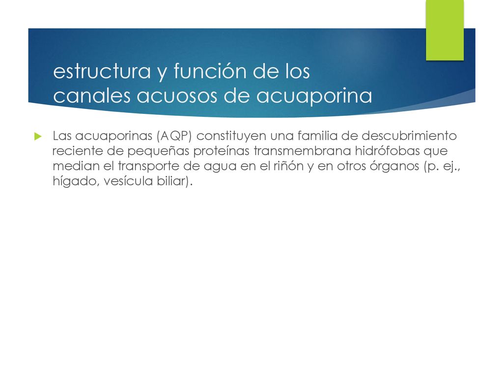estructura y función de los canales acuosos de acuaporina
