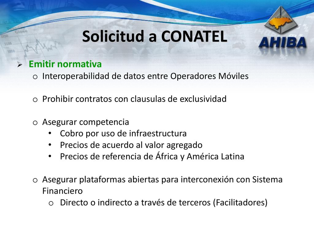 Solicitud a CONATEL Emitir normativa. Interoperabilidad de datos entre Operadores Móviles. Prohibir contratos con clausulas de exclusividad.