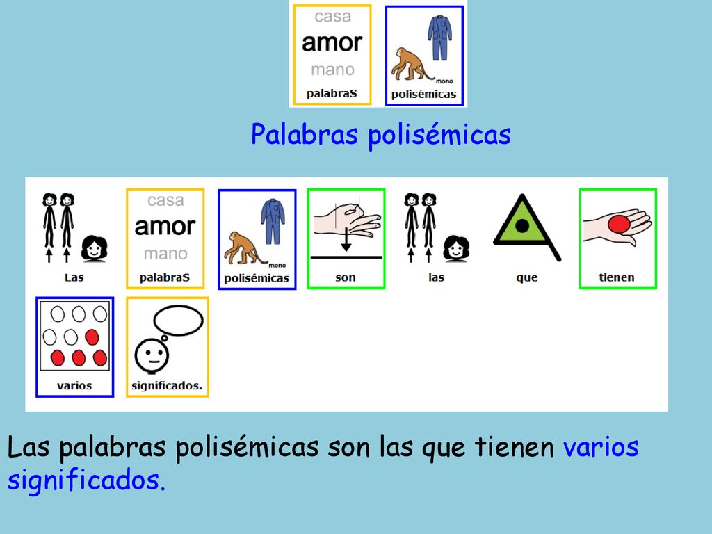 Palabras polisémicas Las palabras polisémicas son las que tienen varios significados.