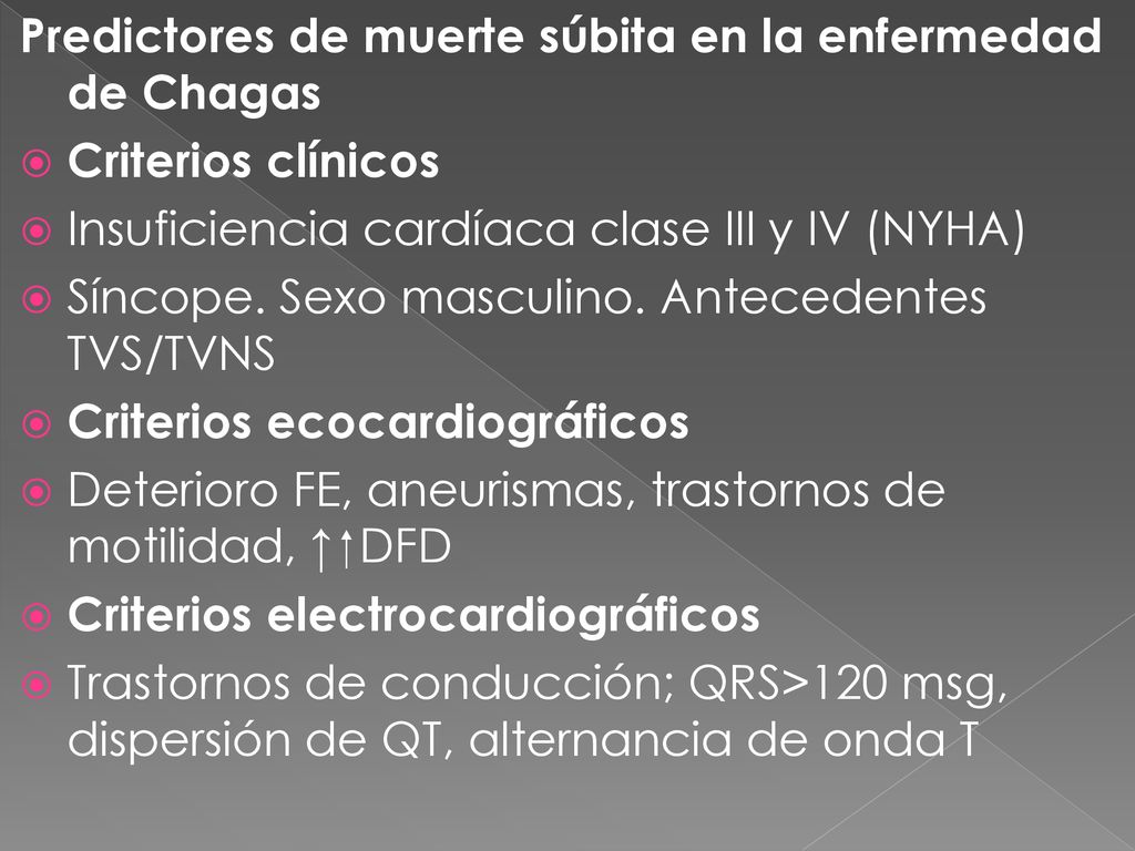 Predictores de muerte súbita en la enfermedad de Chagas
