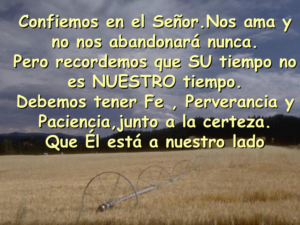 Confiemos en el Señor. Nos ama y no nos abandonará nunca