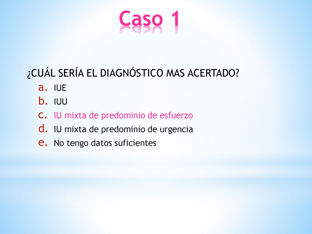 Caso 1 ¿CUÁL SERÍA EL DIAGNÓSTICO MAS ACERTADO IUE IUU