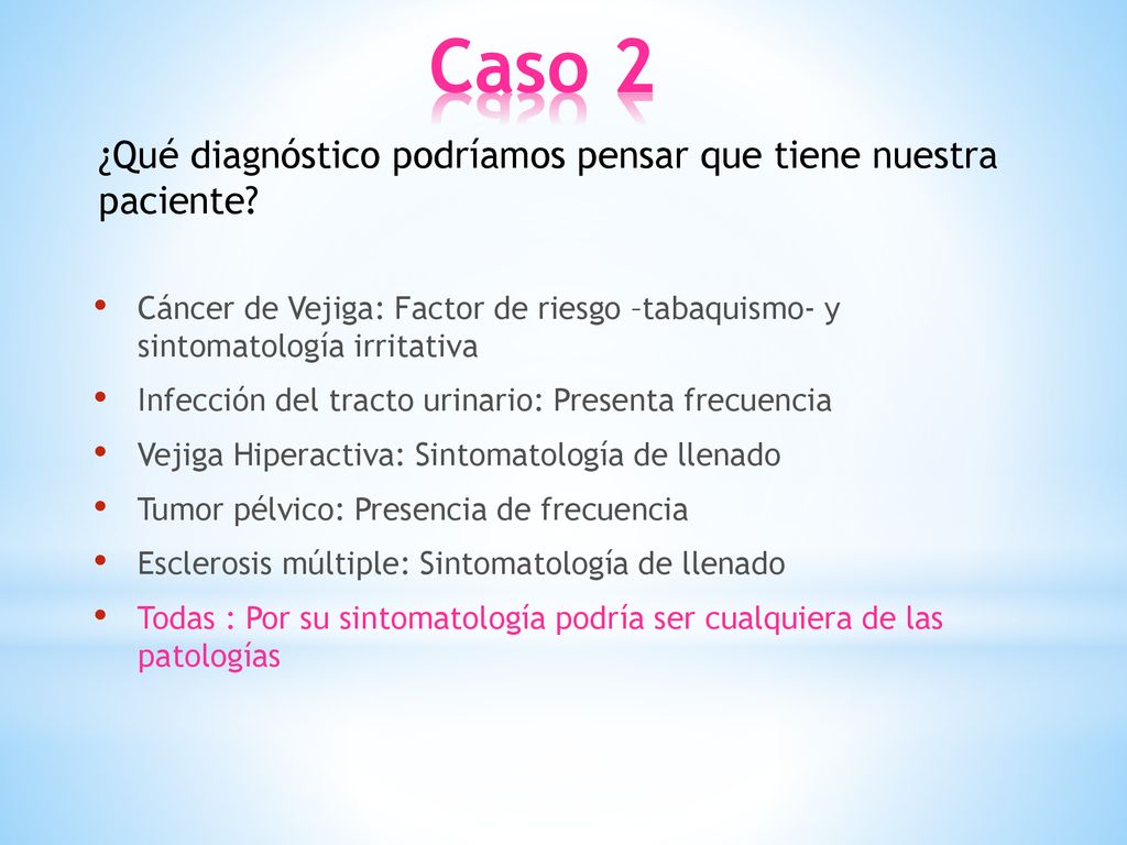 Caso 2 ¿Qué diagnóstico podríamos pensar que tiene nuestra paciente